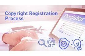 A copyright attorney in the Karachi office of Pak Lawyers & Attorneys working on a laptop to submit a copyright registration process online.